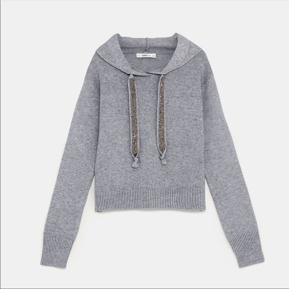 *NEW Zara Gray Knit Hoodie Top
